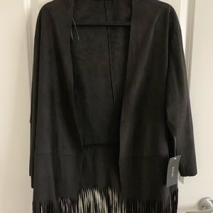 Women’s Zara Soft Suede Fringe Black Jacket Size L